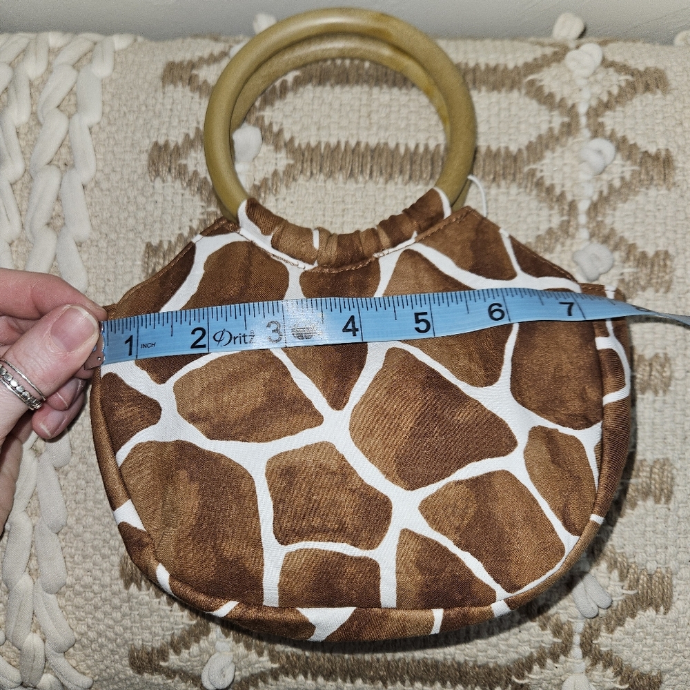 NWT! Janie and Jack Girls Purse Giraffe Wooden Ring Handle Animal Print NEW - Picture 8 of 12